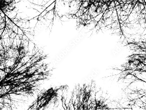 Mystic halftone horror frame spooky Halloween background with dark gothic retro dotted texture. Vector