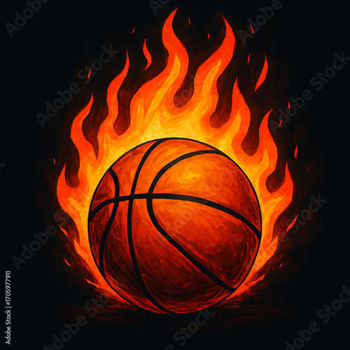 basketball ball in fire
