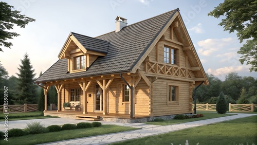 Wallpaper Mural modular prefab school building featuring timber structure minimalist scandinavian style photorealistic Torontodigital.ca