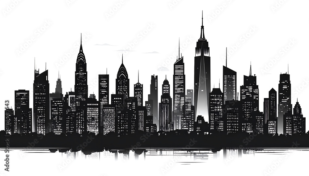 Fototapeta premium A stylized black and white cityscape