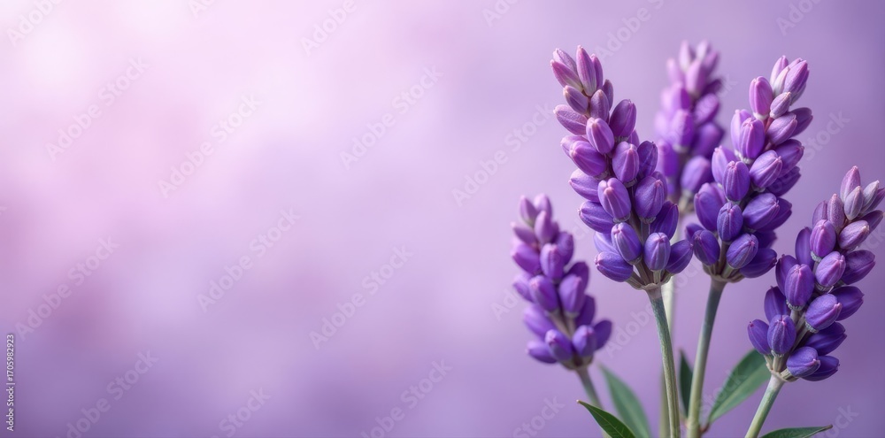 Naklejka premium Pastel purple backdrop, profuse lavender bouquet , texture, organic, artistic