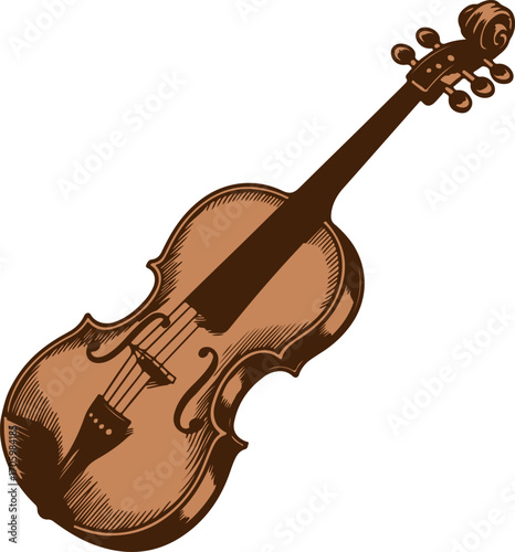 Vintage Illustration of a Brown Violin A Detailed Sketch of a String Instrument