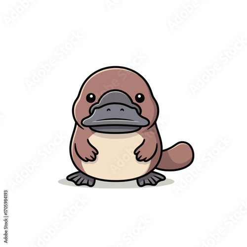 a cartoon platypus sitting on a white background
