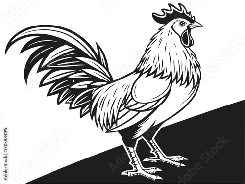 Rooster Illustration Farm Animal Vector Drawing