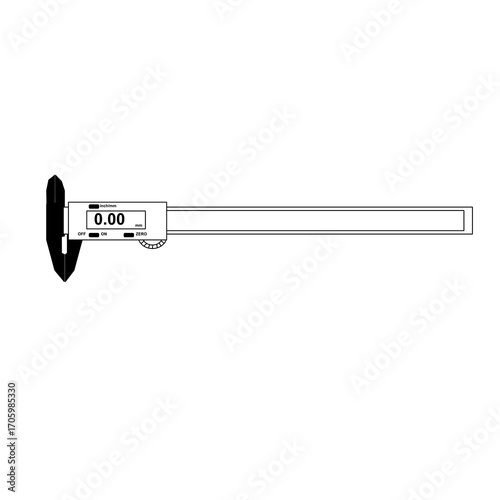  Digital vernier caliper icon. Vector illustration. Linear tool symbol