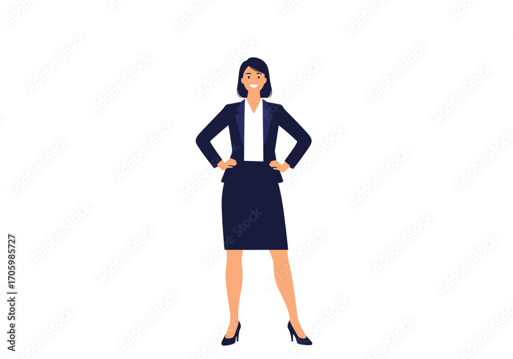 Fototapeta premium Confident Business Woman Standing With Hands On Hips.