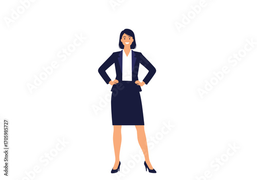Confident Business Woman Standing With Hands On Hips.