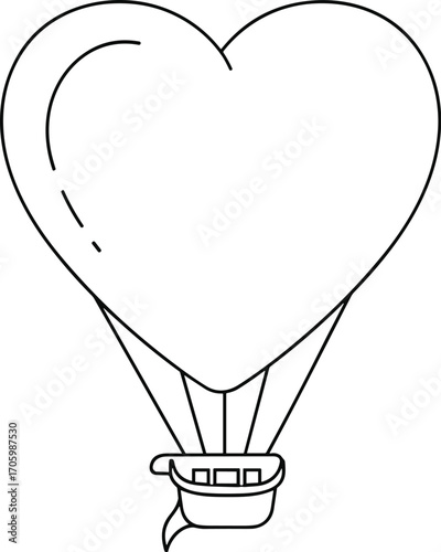Heart-shaped hot air balloon vector illustration
