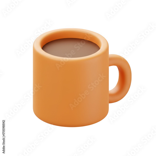 3d rendered orange coffee mug with coffee isolated on transparent background