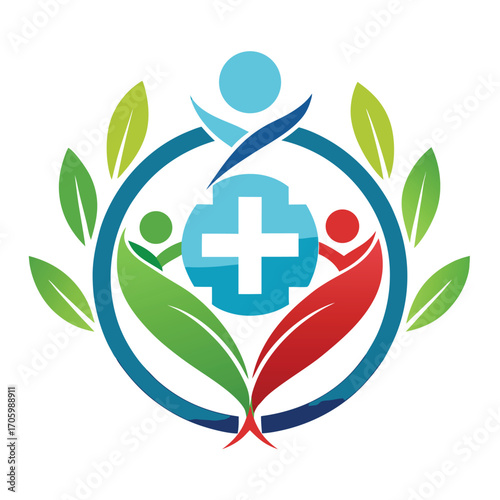 Modern healthcare company logo concept with abstract medical symbol and clean typography