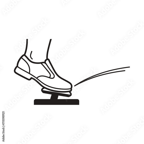 Foot pressing pedal vector icon illustration design isolated on white background for web