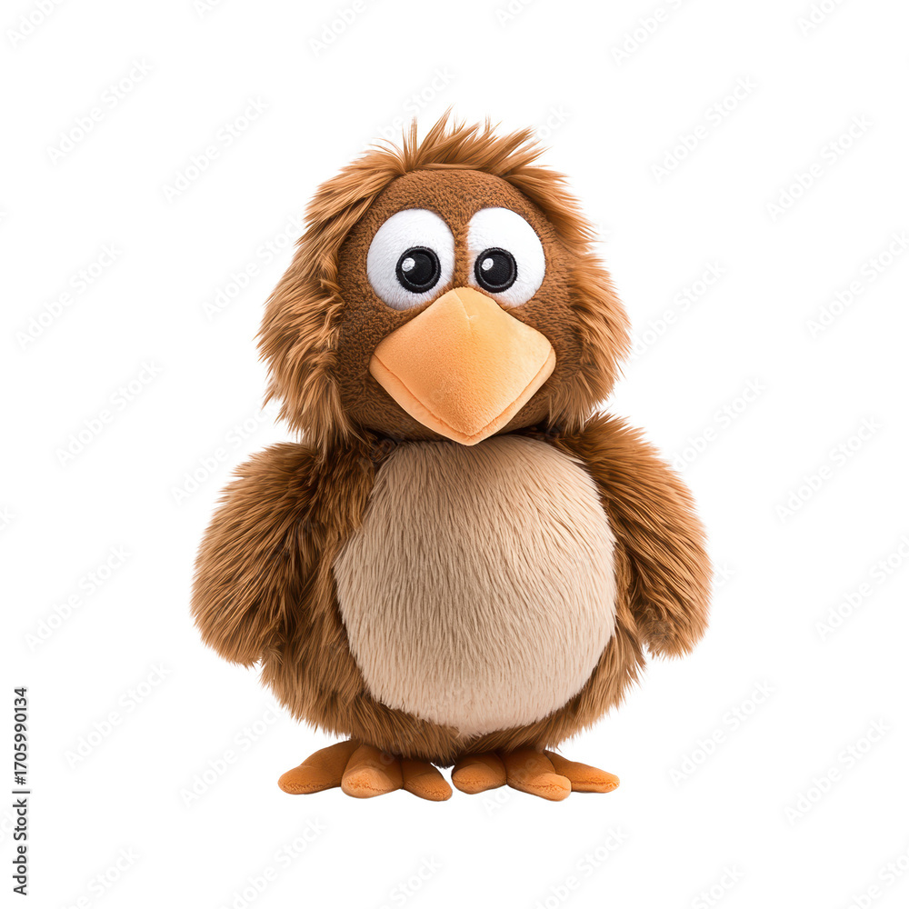 Fototapeta premium Cute and Cuddly Cartoon Bird Character with Fluffy Brown Feathers
