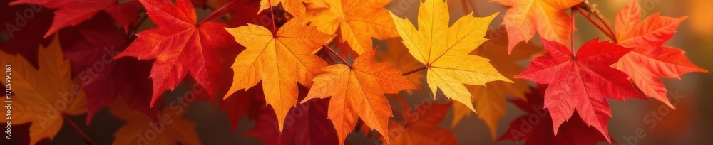 Fototapeta premium Vibrant red, orange, yellow, & brown leaves Perfect fall foliage , design elements, red leaf