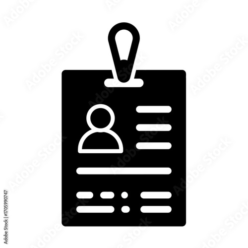Identification Badge icon, concept for access, security, personal data, and user profile management