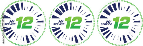 Hr Service 12 Circular Icon with Clock‑Style Bars and Green Dotted Border for Availability or Business Concepts