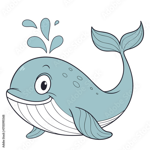 Cute whale on white background