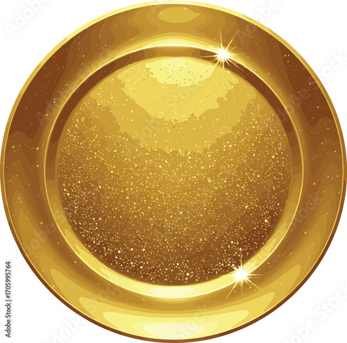 Fantasy Shiny Golden Plate with Sparkling Aura – Vector Art