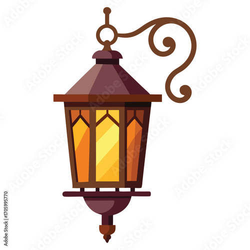 Ornate wallmounted lantern on white background