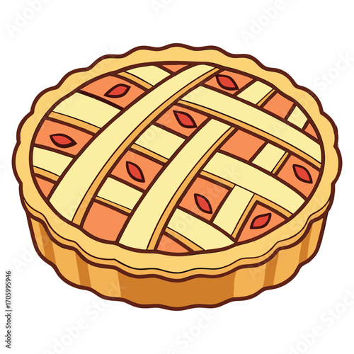 Freshly baked apple pie on white background