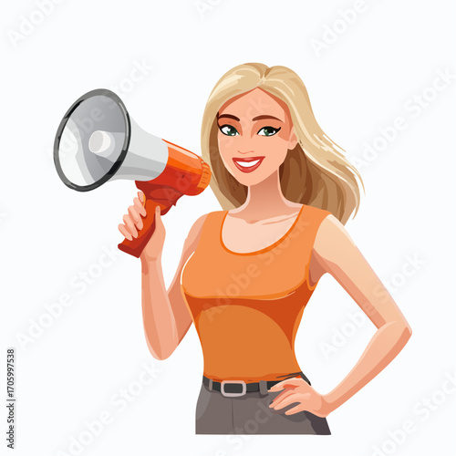 Frau mit Megaphone