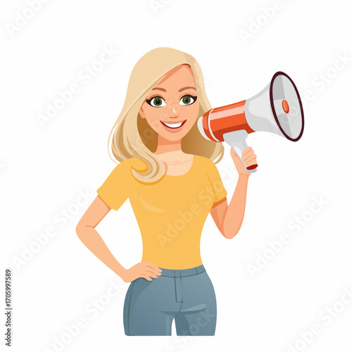 Frau mit Megaphone