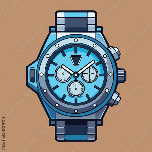 Elegant luxury watch illustration with classic design elements and intricate details