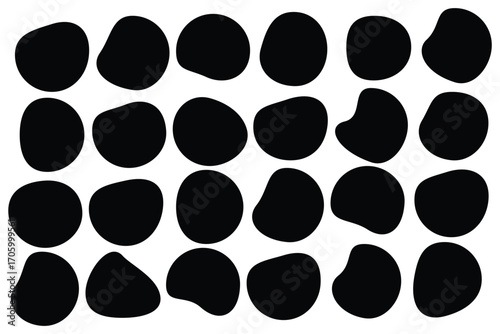 Blob shapes colorful and black collection vector design elements isolated. Random blob circles icon set. Isolated on a white background