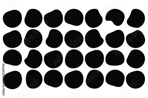 Blob shapes colorful and black collection vector design elements isolated. Random blob circles icon set. Isolated on a white background