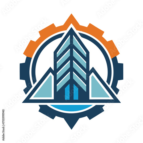 Modern minimalist engineering firm logo design with abstract geometric shapes and clean typography