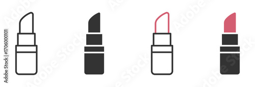 Lipstick icon set in outline and flat style , vector illustration. 