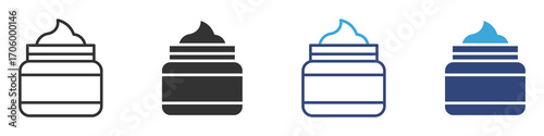 Facial cream jar icon set, vector illustration
