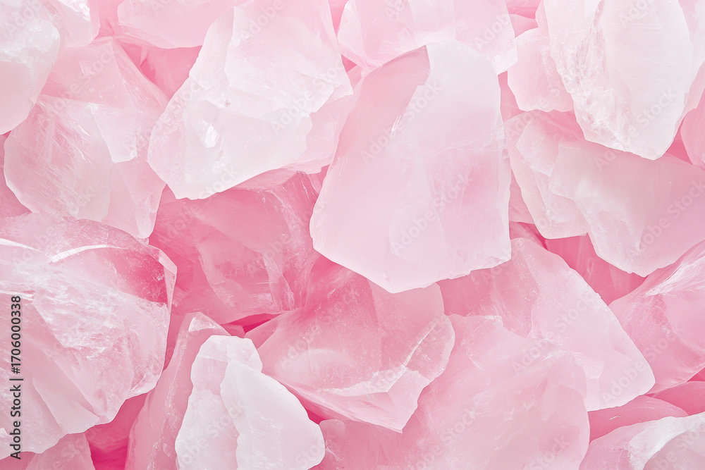 Fototapeta premium Rose quartz crystal texture with soft pastel pink hues and translucent details for healing and wellness themes