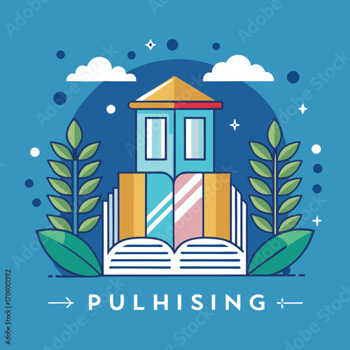 Minimalist publishing house logo design with modern geometric elements and typographic flair