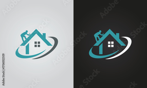 Roofing logo design on dark background