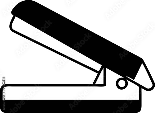 Vector illustration of a manual paper puncher. A minimalist black line art icon for office and school stationery supplies. Ai(295)