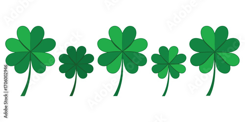 Row of Lush Green Shamrock and Clover Plants Symbolizing Irish Luck and Saint Patricks Day Celebrations and Cultural Heritage