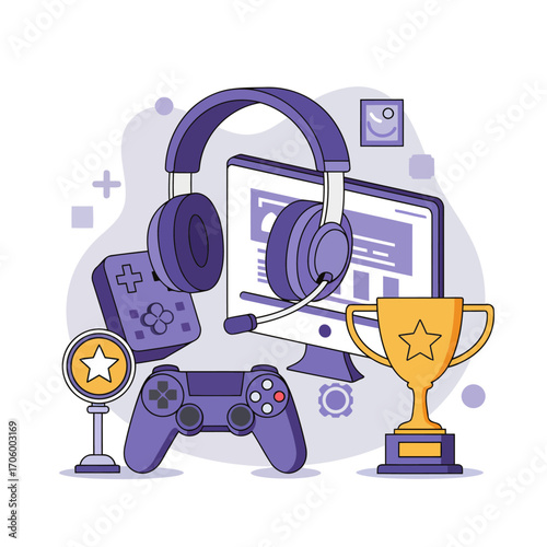 Gaming achievement digital illustration