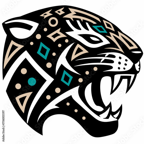 Intricate Aztec Jaguar Head Bold Design and Cultural Symbolism
