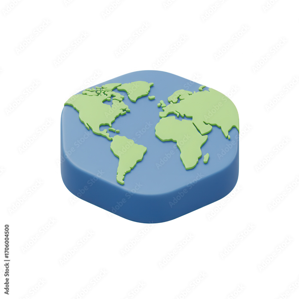 Fototapeta premium Isometric 3d world map icon isolated on transparent background