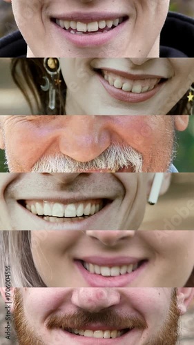 A collage of smiles, teeth and mouths with people united in a collection symbolizing diversity, unity and inclusivity.