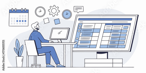 Project tracking and workflow optimisation tool. A professional analysing schedules, following progress, and directing tasks using a strategic dashboard.