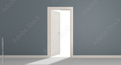 Open white door 3d transparent background