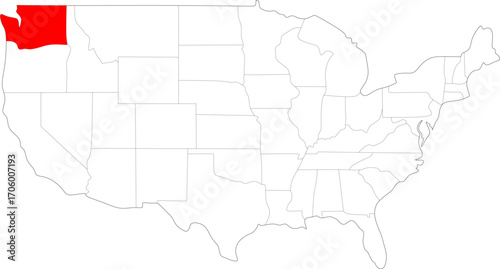 Highlighted Washington State on United States Map Illustrating Regional Geography