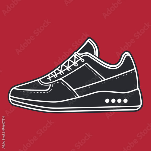 Minimalist outline art of a modern sneaker shoe in vector format
