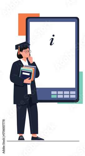 A graduate student contemplates complex numbers on a digital tablet screen.