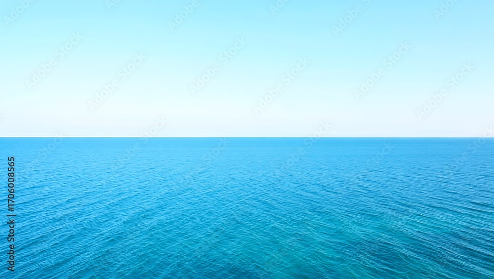 Fototapeta premium Vast blue ocean horizon under a clear sky