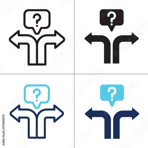 Decision Making icon set multiple style collection. Style Include outline, solid, dual tone. Vector illustration