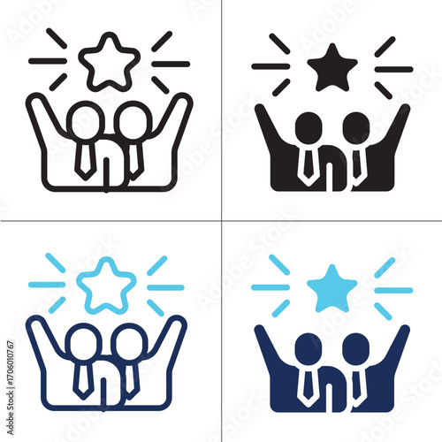 Success Celebration icon set multiple style collection. Style Include outline, solid, dual tone. Vector illustration