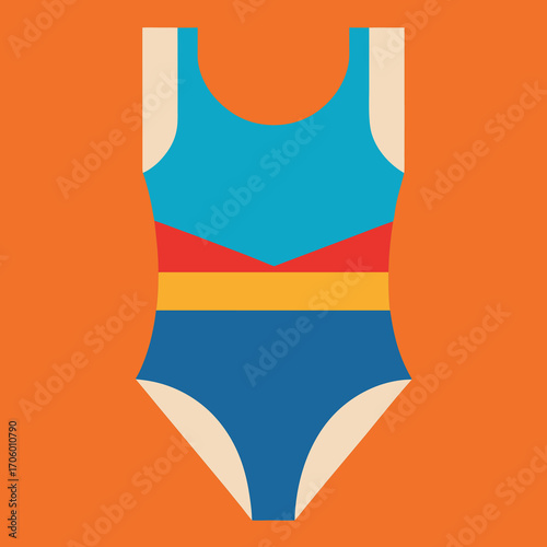 Minimalist vector design featuring swimwear and beach elements with a clean modern aesthetic