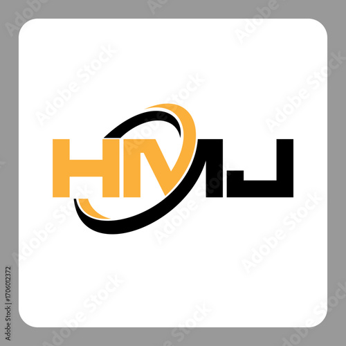 hmj logo. hmj letter. hmj letter logo design. Initials hmj logo linked with circle and uppercase monogram logo. Modern Red and Black Initials Logo for Corporate, hmj typography for technology,